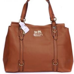 Coach Mia Soft Leather Carryall 15409 Camel Handbag Purse Shoulder Bag Tote